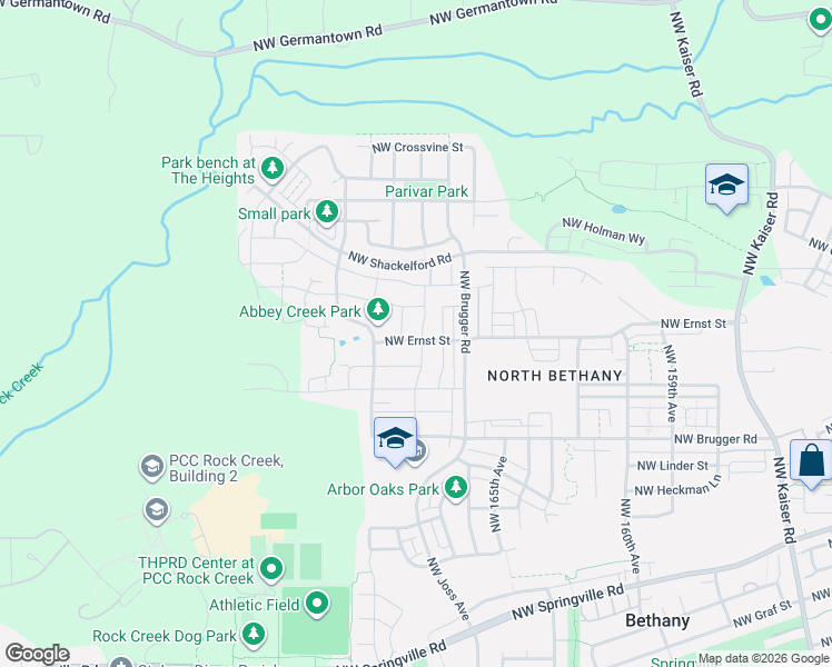 map of restaurants, bars, coffee shops, grocery stores, and more near 7154 Northwest 168th Avenue in Portland