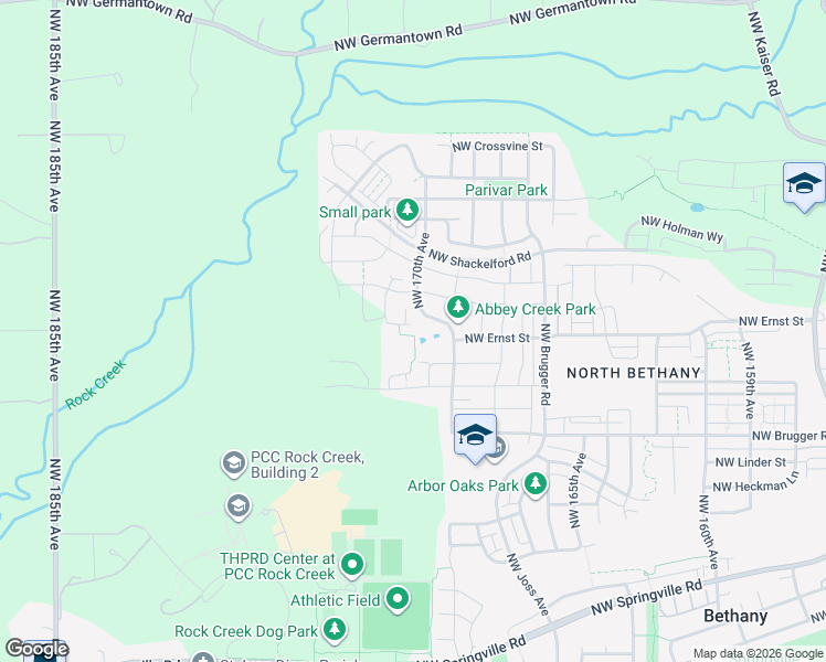 map of restaurants, bars, coffee shops, grocery stores, and more near 17075 Northwest Tristan Street in Portland