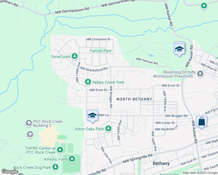 map of restaurants, bars, coffee shops, grocery stores, and more near 7248 Northwest Abigail Terrace in Portland