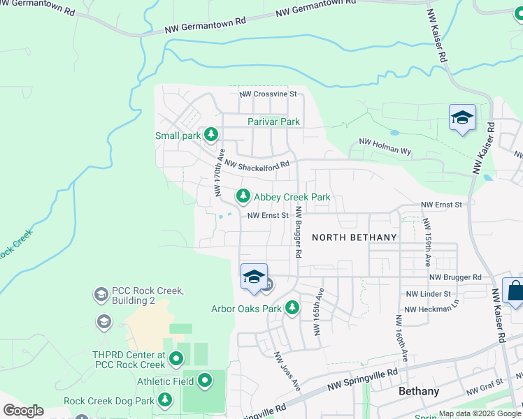 map of restaurants, bars, coffee shops, grocery stores, and more near 16958 Northwest Tristan Street in Portland