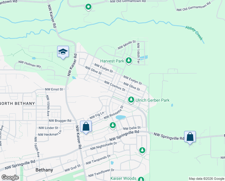 map of restaurants, bars, coffee shops, grocery stores, and more near 14979 Northwest Shackelford Road in Portland