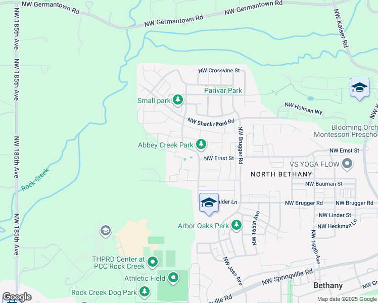 map of restaurants, bars, coffee shops, grocery stores, and more near 16974 Northwest Anita Street in Portland