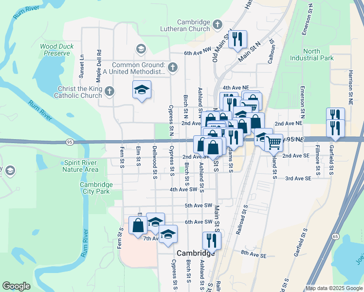 map of restaurants, bars, coffee shops, grocery stores, and more near 404 whiskey road nw in Cambridge