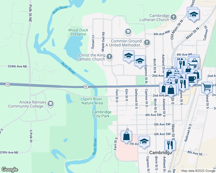 map of restaurants, bars, coffee shops, grocery stores, and more near 798 1st Avenue West in Cambridge