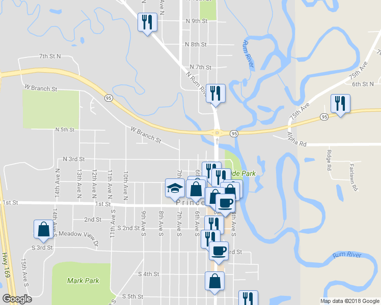 map of restaurants, bars, coffee shops, grocery stores, and more near 604 North 3rd Street in Princeton