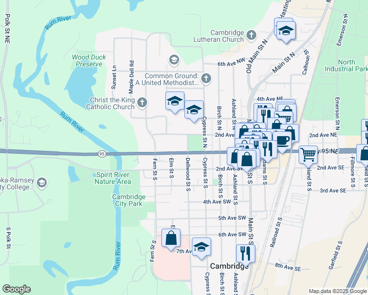 map of restaurants, bars, coffee shops, grocery stores, and more near 111 North Dellwood Street in Cambridge
