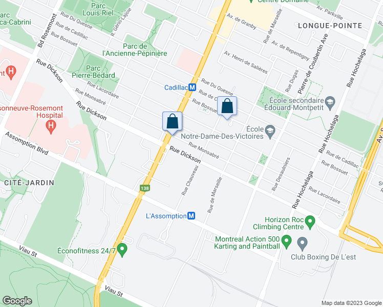 map of restaurants, bars, coffee shops, grocery stores, and more near 3193 Rue Dickson in Montréal
