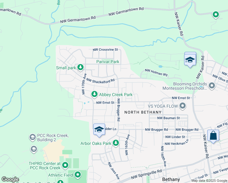 map of restaurants, bars, coffee shops, grocery stores, and more near 16673 Northwest Anita Street in Portland