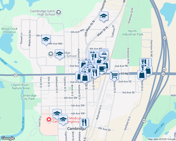 map of restaurants, bars, coffee shops, grocery stores, and more near 120 1st Avenue East in Cambridge