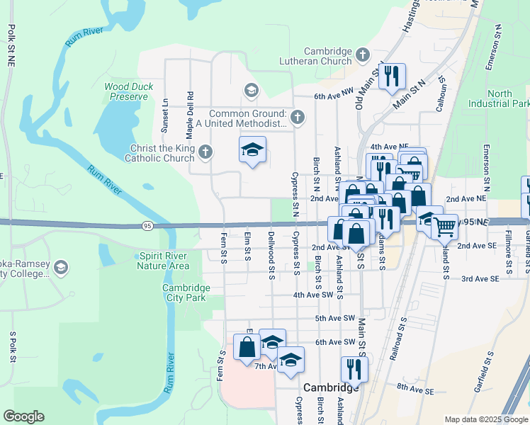 map of restaurants, bars, coffee shops, grocery stores, and more near 111 North Dellwood Street in Cambridge