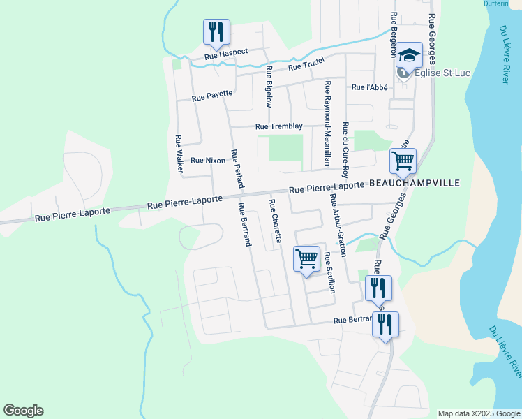 map of restaurants, bars, coffee shops, grocery stores, and more near 75 Rue Bouladier in Gatineau