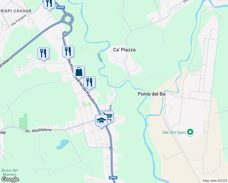 map of restaurants, bars, coffee shops, grocery stores, and more near 63 Strada Lobia in Vicenza