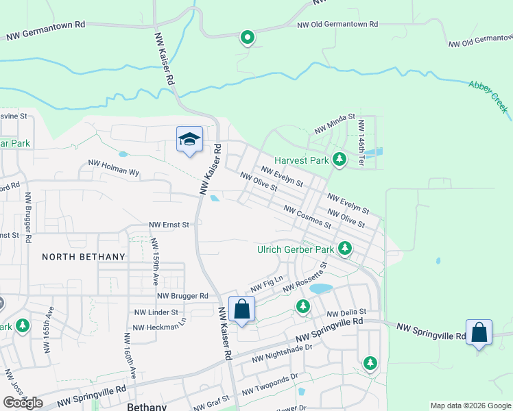 map of restaurants, bars, coffee shops, grocery stores, and more near 15212 Northwest Cosmos Street in Portland