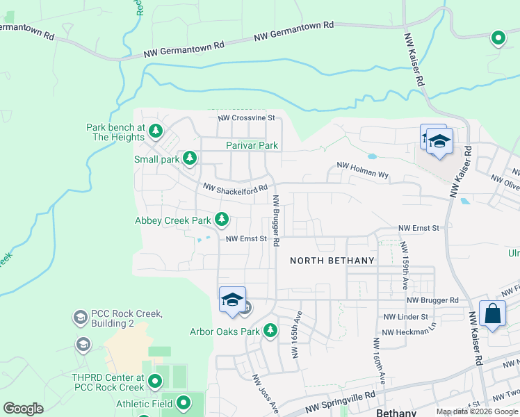 map of restaurants, bars, coffee shops, grocery stores, and more near 7380 Northwest 168th Avenue in Portland