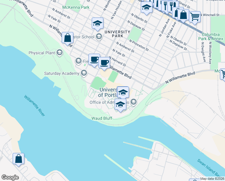 map of restaurants, bars, coffee shops, grocery stores, and more near Southwest Portland Community College Road in Portland
