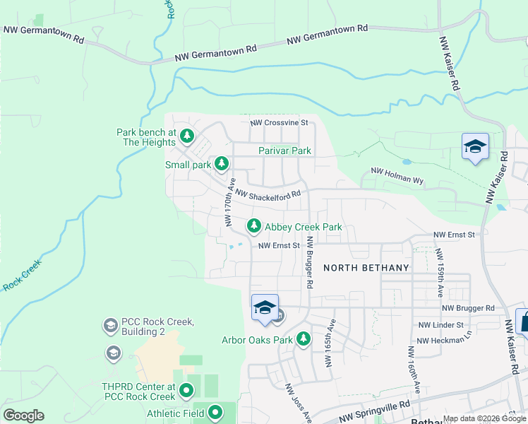 map of restaurants, bars, coffee shops, grocery stores, and more near 16912 Northwest Viola Street in Portland