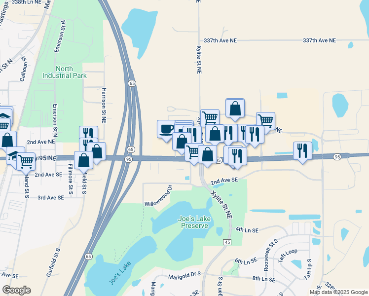map of restaurants, bars, coffee shops, grocery stores, and more near 1595 2nd Avenue Northeast in Cambridge