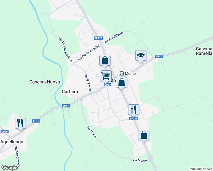 map of restaurants, bars, coffee shops, grocery stores, and more near 6 Via Andrea Dellavalle in Momo
