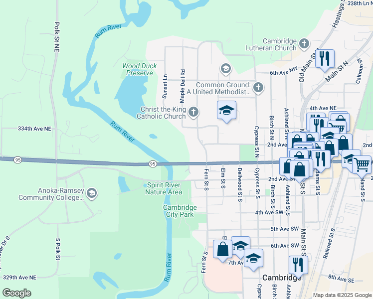 map of restaurants, bars, coffee shops, grocery stores, and more near 798-876 1st Avenue West in Cambridge