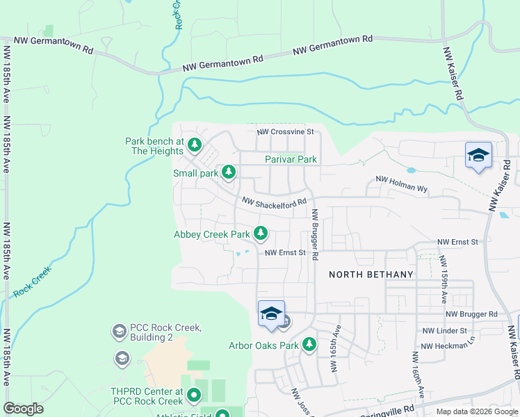 map of restaurants, bars, coffee shops, grocery stores, and more near 16903 Northwest Madrone Street in Portland