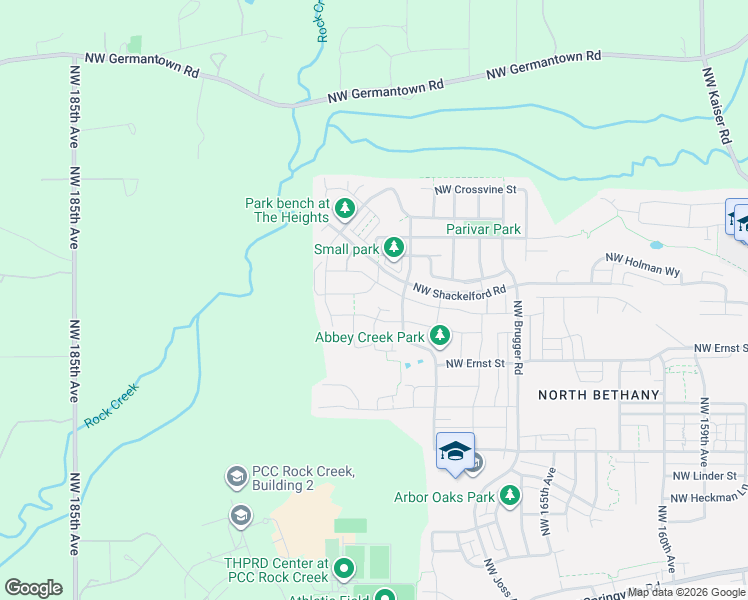 map of restaurants, bars, coffee shops, grocery stores, and more near 17225 Northwest Viola Street in Portland