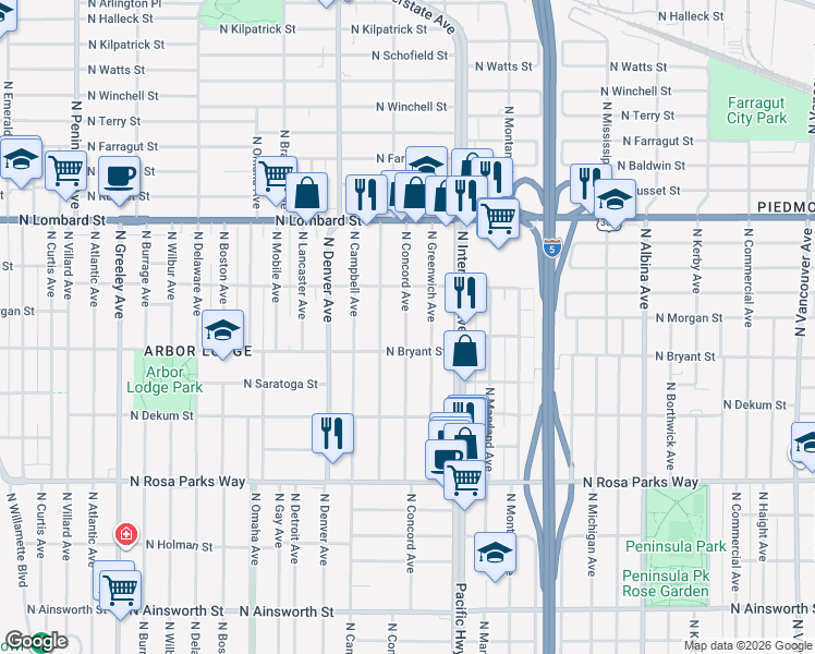 map of restaurants, bars, coffee shops, grocery stores, and more near in Portland