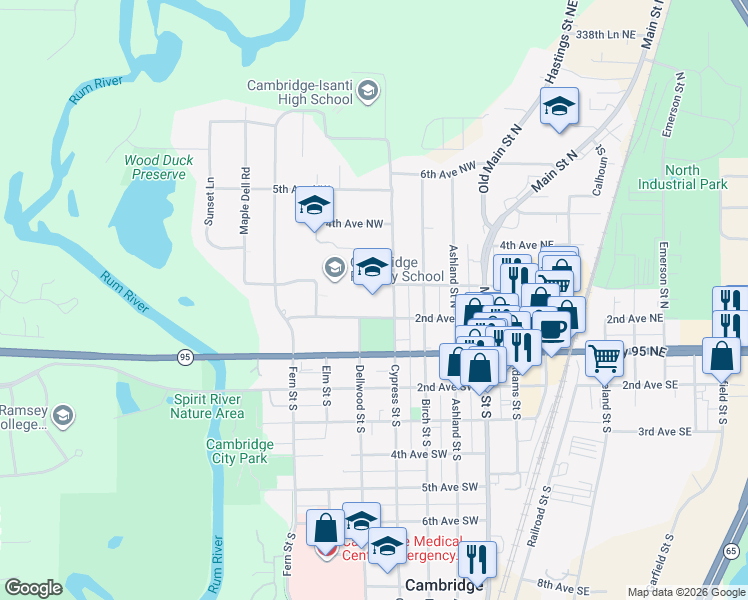 map of restaurants, bars, coffee shops, grocery stores, and more near 428 2nd Avenue Northwest in Cambridge