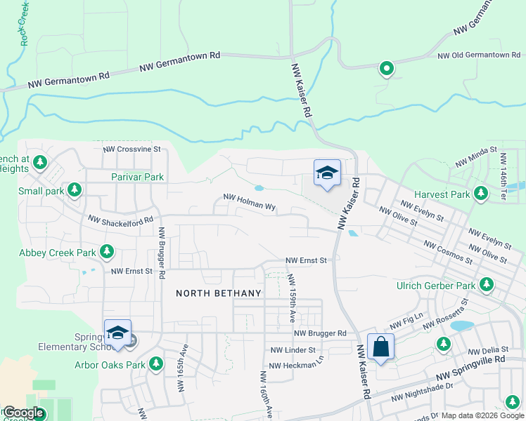 map of restaurants, bars, coffee shops, grocery stores, and more near 16060 Northwest Holman Way in Portland