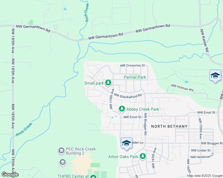 map of restaurants, bars, coffee shops, grocery stores, and more near 7637 Northwest 170th Avenue in Portland