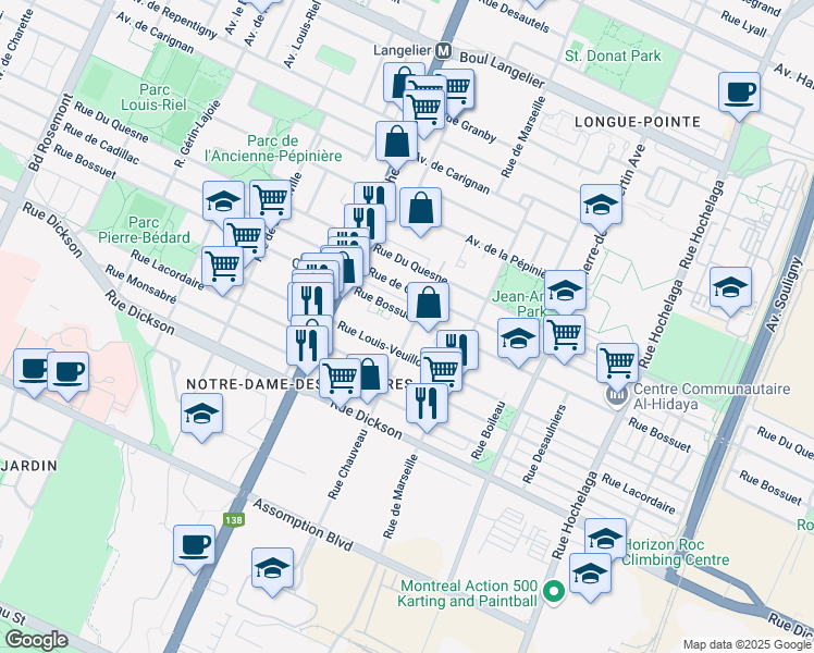 map of restaurants, bars, coffee shops, grocery stores, and more near 5925 Rue Chauveau in Montreal