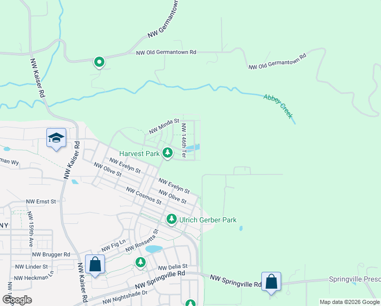 map of restaurants, bars, coffee shops, grocery stores, and more near 14798 Northwest Evelyn Street in Portland
