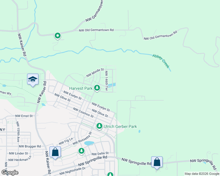 map of restaurants, bars, coffee shops, grocery stores, and more near 14798 Northwest Evelyn Street in Portland