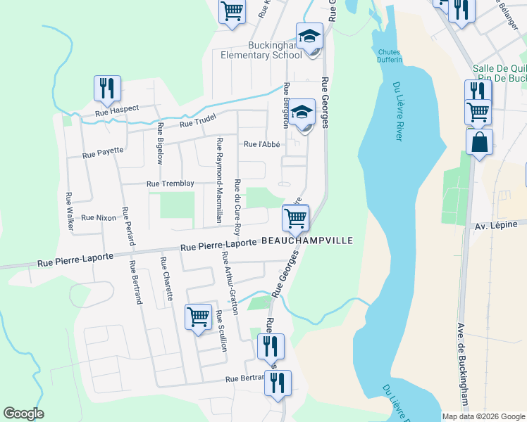 map of restaurants, bars, coffee shops, grocery stores, and more near 123 Rue Elzear-Lafleur in Gatineau