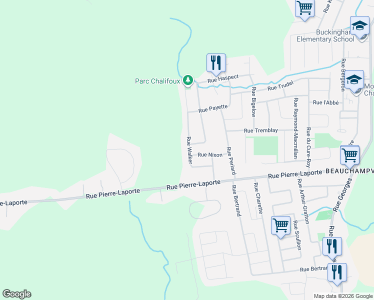map of restaurants, bars, coffee shops, grocery stores, and more near 40 Rue Walker in Gatineau