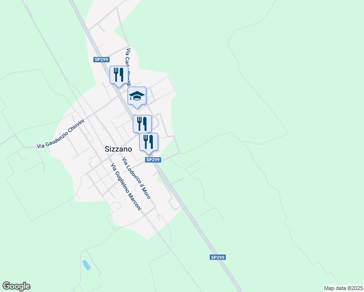 map of restaurants, bars, coffee shops, grocery stores, and more near 17 Via Giuppini in Sizzano