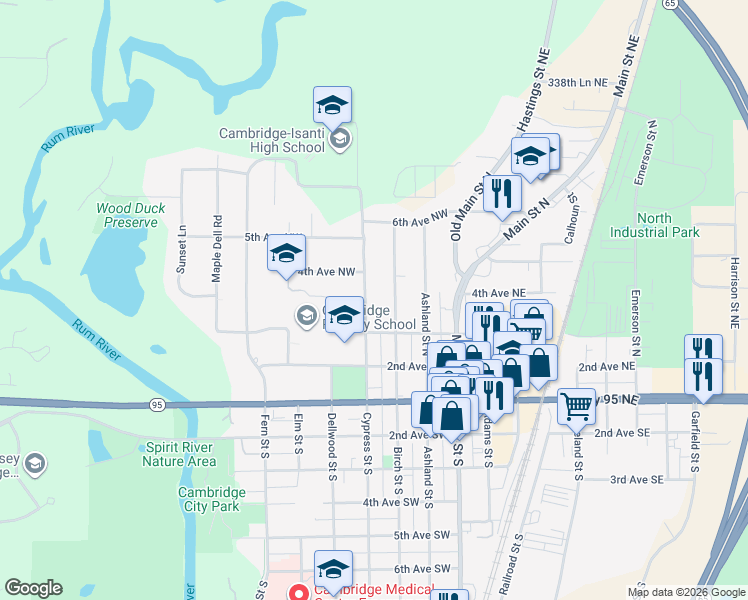 map of restaurants, bars, coffee shops, grocery stores, and more near 338 Cypress Street North in Cambridge