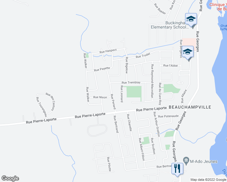 map of restaurants, bars, coffee shops, grocery stores, and more near 768 Rue Periard in Gatineau