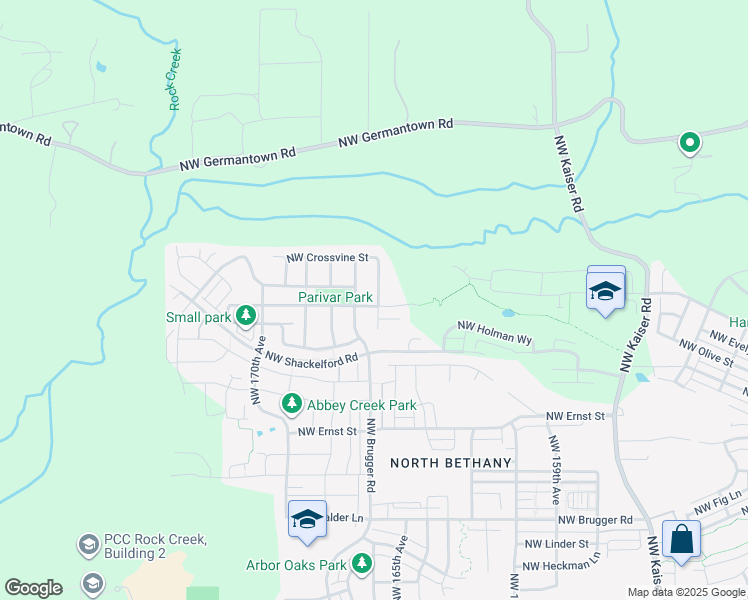 map of restaurants, bars, coffee shops, grocery stores, and more near 16775 Northwest Brugger Road in Portland