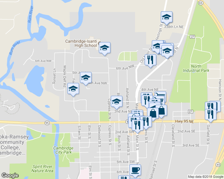 map of restaurants, bars, coffee shops, grocery stores, and more near 338 Cypress Street North in Cambridge