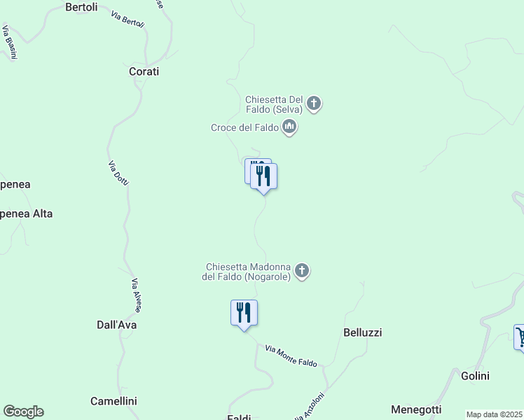 map of restaurants, bars, coffee shops, grocery stores, and more near 15 Via Monte Faldo in Provincia di Vicenza
