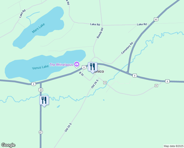 map of restaurants, bars, coffee shops, grocery stores, and more near 2371 Briggs Street in Monico
