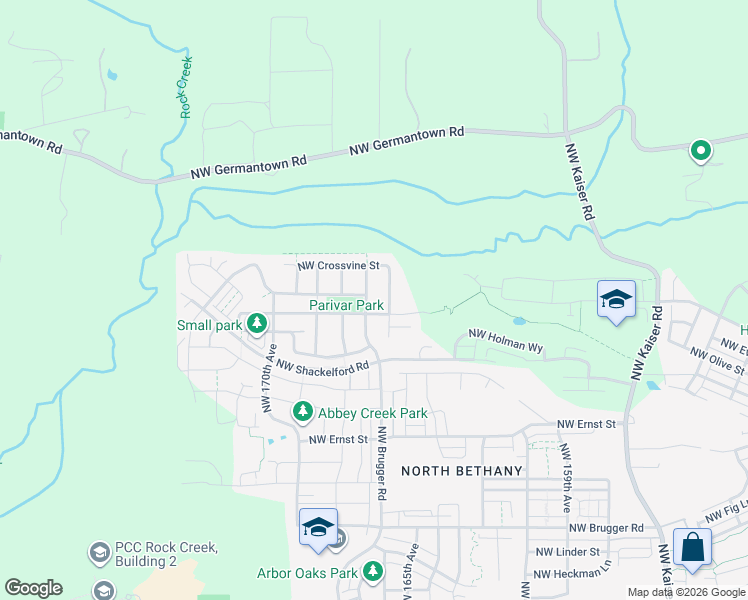 map of restaurants, bars, coffee shops, grocery stores, and more near 16775 Northwest Brugger Road in Portland