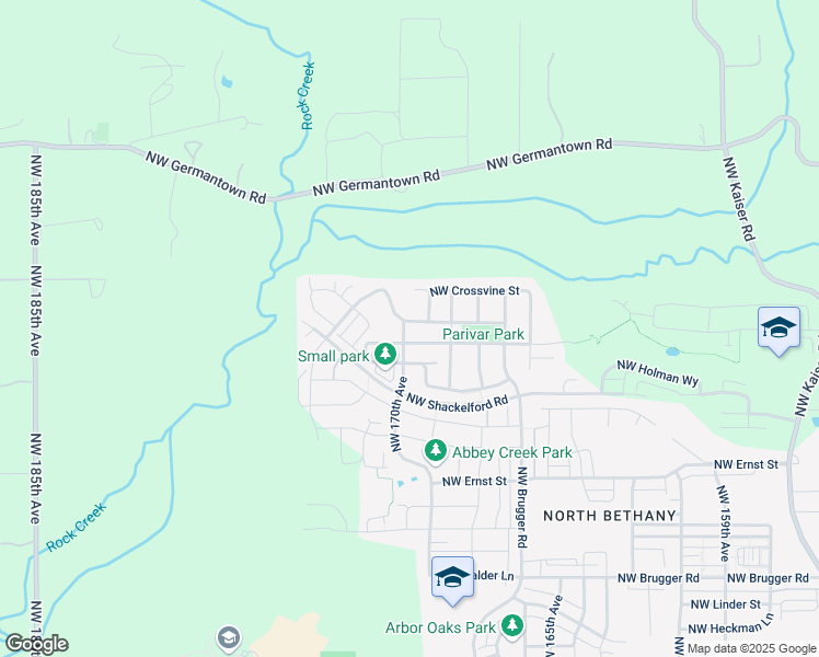 map of restaurants, bars, coffee shops, grocery stores, and more near 16994 Northwest Catalpa Street in Portland