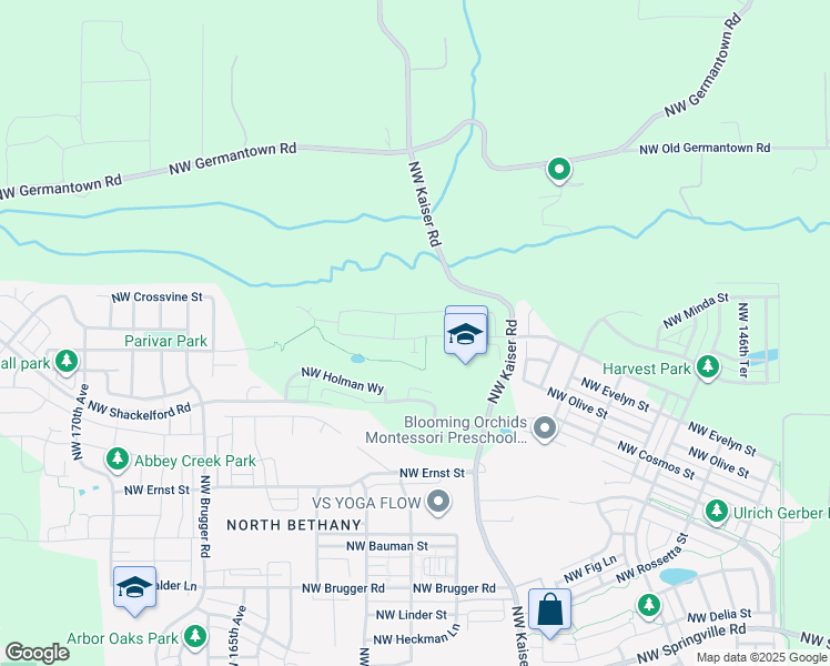 map of restaurants, bars, coffee shops, grocery stores, and more near 15841 Northwest Ridgeline Street in Portland