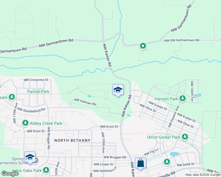 map of restaurants, bars, coffee shops, grocery stores, and more near 7805 Northwest Kaiser Road in Portland