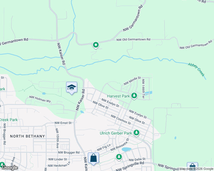 map of restaurants, bars, coffee shops, grocery stores, and more near 7800 Northwest Kaiser Road in Portland
