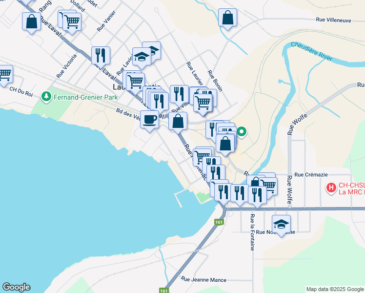 map of restaurants, bars, coffee shops, grocery stores, and more near 5299 Rue Frontenac in Lac-Mégantic