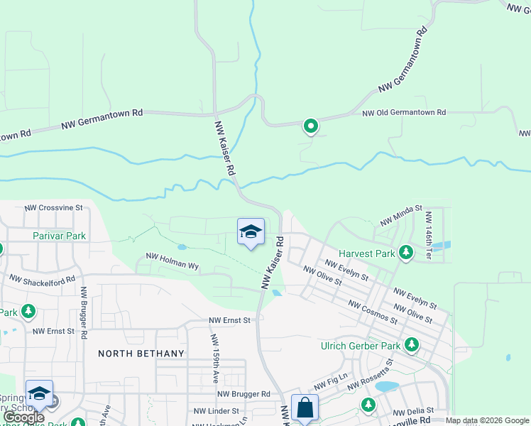 map of restaurants, bars, coffee shops, grocery stores, and more near 7805 Northwest Kaiser Road in Portland