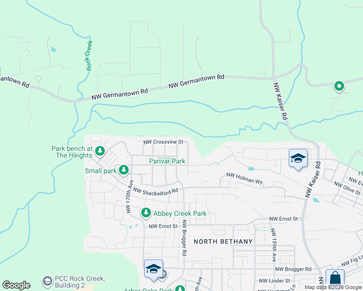 map of restaurants, bars, coffee shops, grocery stores, and more near 16673 Northwest Crossvine Street in Portland