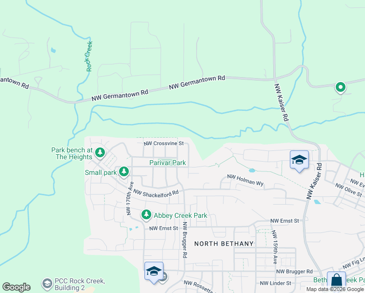 map of restaurants, bars, coffee shops, grocery stores, and more near 16673 Northwest Crossvine Street in Portland